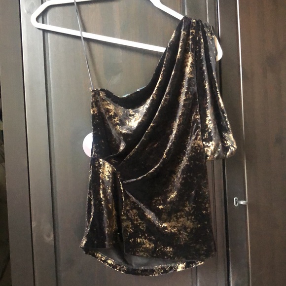 Anthropologie Eva Franco one shoulder velvet top. - Picture 5 of 7